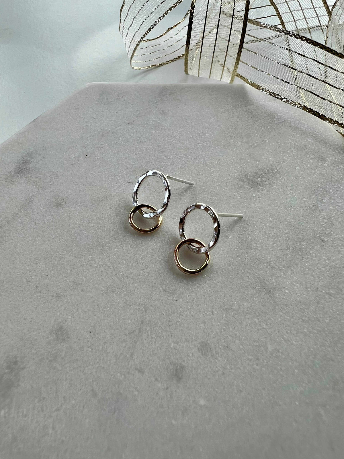 Mixed Metal Double Circle Earrings